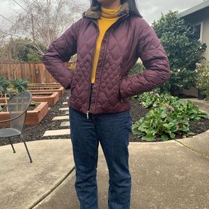 Eddie Bauer Goose Down Fur trim Puffer Jacket